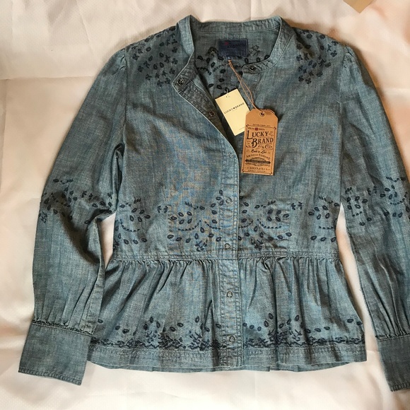 Lucky Brand Tops - Lucky Brand | NWT ButtonDown Embroidered Denim Top